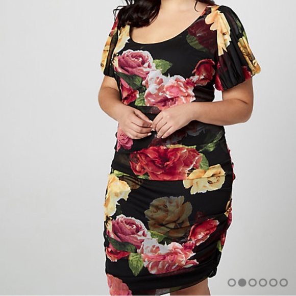NWT Le Chateau ROXY Earle Floral Ruched Sheath Dress sz 22 (still in packaging!) - Picture 2 of 7